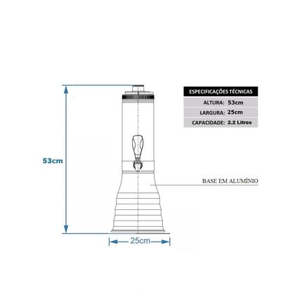 Imagem de Torre De Chopp Beer 2.2L Copo Giratório Com 3 Tubo Gelante Base De Alumínio