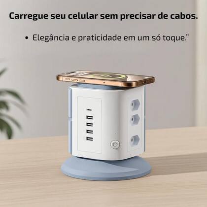 Imagem de Torre de Energia com 9 Tomadas USB Tipo-C Branco