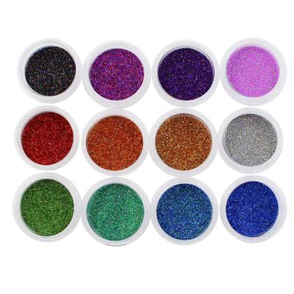 Imagem de Torre de glitter holografico 12 cores - 12g decoração unhas