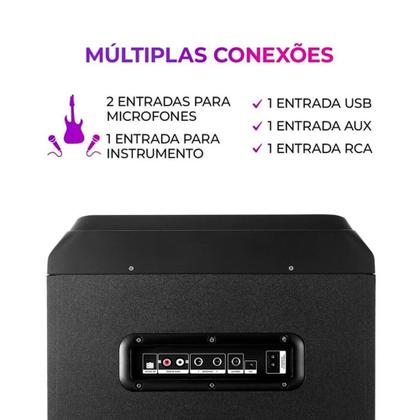 Imagem de Torre De Som AIWA, RGB, Bivolt, Bluetooth 5.3, TWS, 2 Woofers 10, Preto - AWS-T2W-02