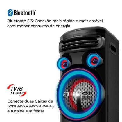 Imagem de Torre De Som AIWA, RGB, Bivolt, Bluetooth 5.3, TWS, 2 Woofers 10, Preto - AWS-T2W-02