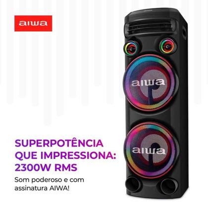 Imagem de Torre De Som AIWA, RGB, Bivolt, Bluetooth 5.3, TWS, 2 Woofers 10, Preto - AWS-T2W-02