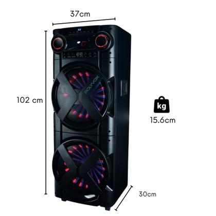 Imagem de Torre de Som Amplificada Polyvox, TWS, 2000W, Bluetooth, Bivolt, Preto - XT-2000T