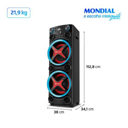 Torre de Som Mondial TM-2200 luzes Bluetooth0W RMS APP - Caixa de