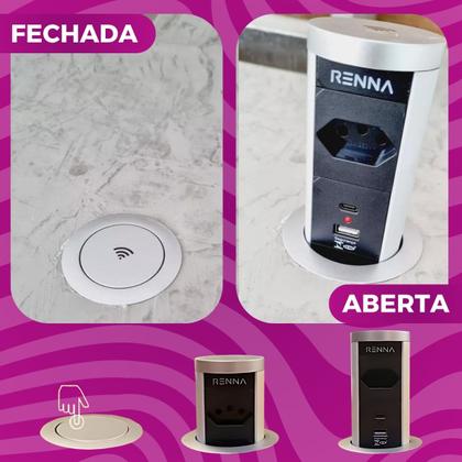 Imagem de Torre De Tomada Automática C/ Carregado Wirelesr Usb Preta