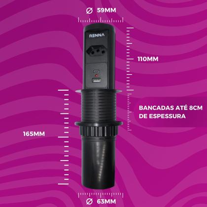 Imagem de Torre De Tomada Automática C/ Carregado Wirelesr Usb Preta