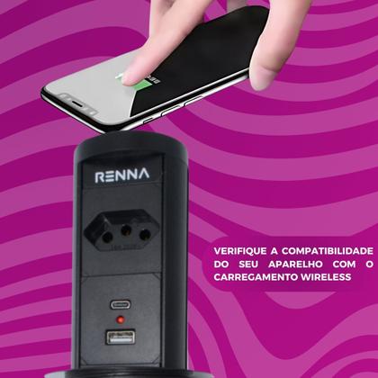 Imagem de Torre De Tomada Automática C/ Carregado Wirelesr Usb Preta