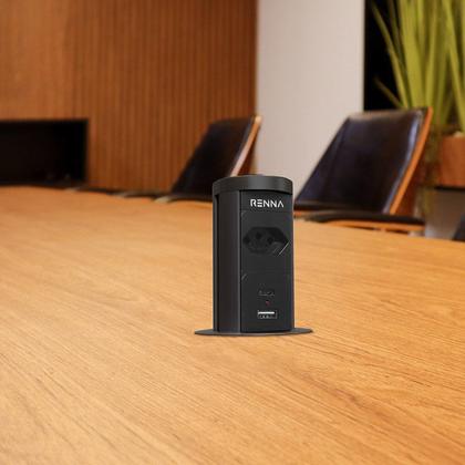 Imagem de Torre de Tomada Automática com 1 Tomada + 2 Usb + Carregamento Wireless