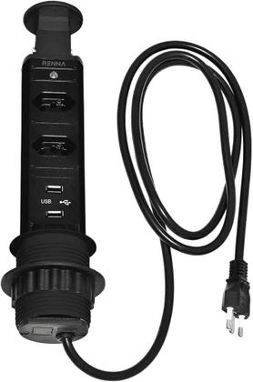 Imagem de Torre de tomada c/ 2 tomadas + 2 usb preta