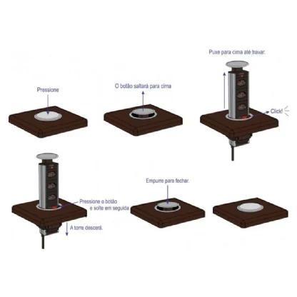 Imagem de Torre de tomada c/ 3 tomadas prata