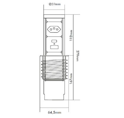 Imagem de Torre De Tomada Com 01 Tomada 20A + Usb + Tipo C Subida Automática