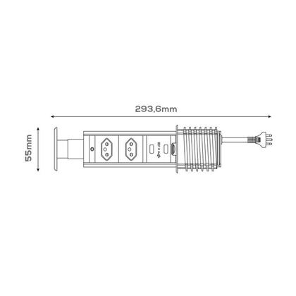 Imagem de Torre de Tomada com 2 Tomadas + 2 Usb (tipo A+c) Retrátil Renna