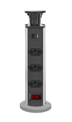 Imagem de Torre De Tomada de Embutir Retrátil Multiplug 3 Tomadas e USB Para Bancada