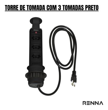 Imagem de Torre De Tomada Multiplug Com 3 Tomadas Preto Renna