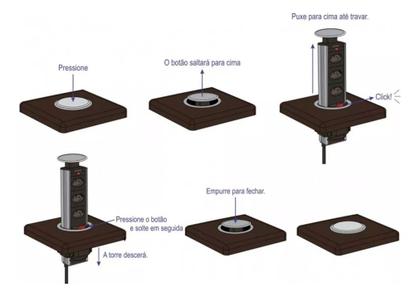 Imagem de Torre De Tomada Multiplug Com 3 Tomadas Preto Renna