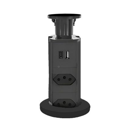 Imagem de Torre De Tomada Para Bancada Embutir Retrátil Com 3 Tomadas