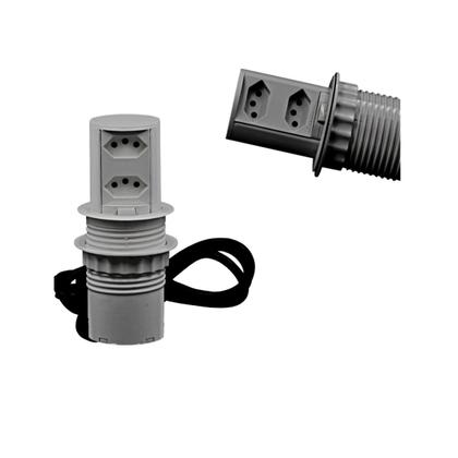 Imagem de Torre De Tomada Pop Qtmov Mini Toten C/ 02 Tomadas Cinza