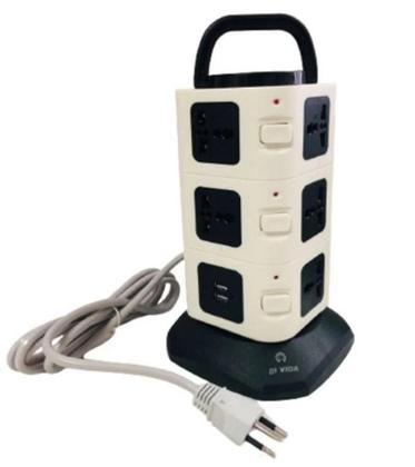 Imagem de Torre De Tomadas Bancada Com Usb Cel Regua Vertical 2 Metros Extensão Vertical