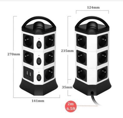 Imagem de Torre De Tomadas Bancada Com Usb Cel Regua Vertical 2 Metros Extensão Vertical