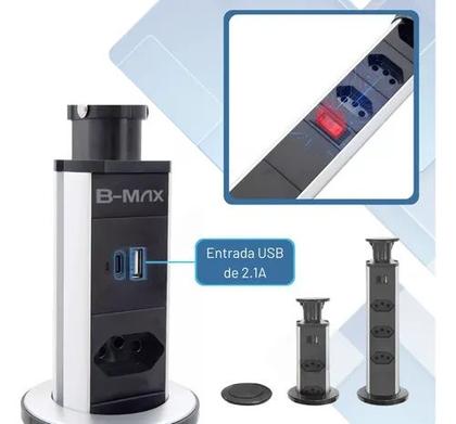 Imagem de Torre de Tomadas Multiplug com 2 Tomadas e Entradas USB