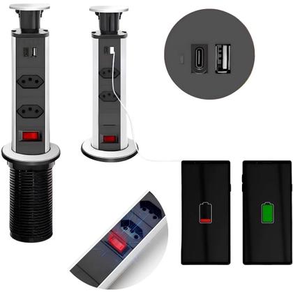 Imagem de Torre de Tomadas Multiplug com 2 Tomadas e Entradas USB