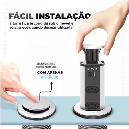 Imagem de Torre De Tomadas Multiplug com 2 tomadas Usb + Usb C