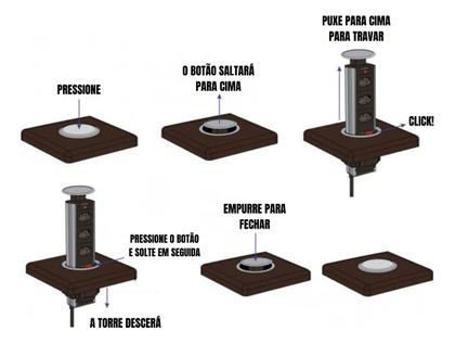 Imagem de Torre de Tomadas Multiplug com 3 Tomadas Preto