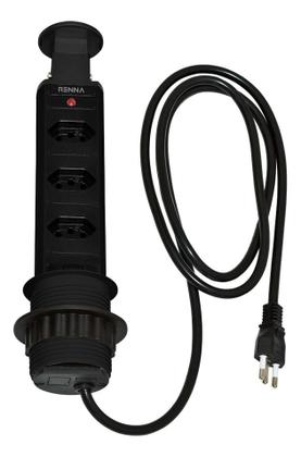 Imagem de Torre de Tomadas Multiplug com 3 Tomadas Preto