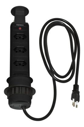 Imagem de Torre de Tomadas Multiplug com 3 Tomadas Preto