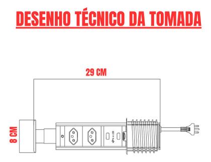Imagem de Torre de Tomadas Multiplug com 3 Tomadas Preto