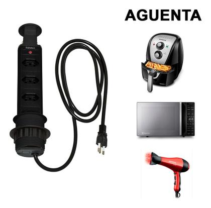 Imagem de Torre de Tomadas Multiplug com 3 Tomadas Preto