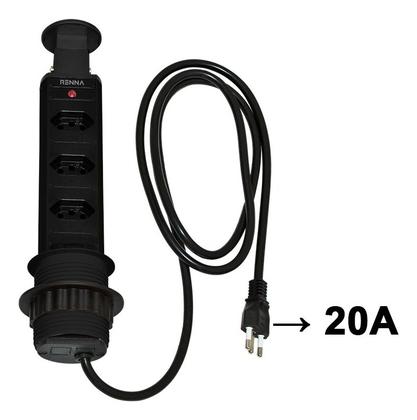 Imagem de Torre de Tomadas Multiplug com 3 Tomadas Preto