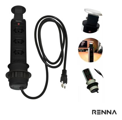 Imagem de Torre de Tomadas Multiplug com 3 Tomadas Preto