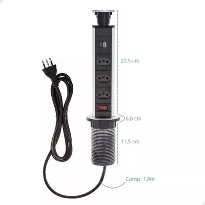 Imagem de Torre de tomadas para bancada multiplug 3 tomadas - OI-TO121