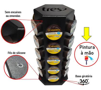 Imagem de TORRE GIRATÓRIA ORGANIZADOR PORTA CÁPSULAS DE CAFÉ TRÊS CORAÇÕES - Sem emendas ou encaixes