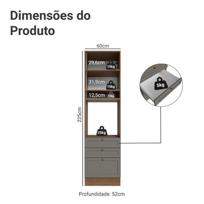 Imagem de Torre Quente 60 cm 1 Porta 3 Gavetas Vik Madesa