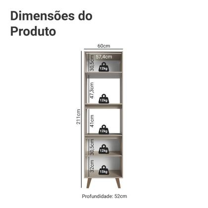 Imagem de Torre Quente 60 Cm 2 Portas 2 Nichos Com Pés Nice Madesa Crema