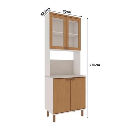 Imagem de Torre Quente 80cm c/ Portas de Vidro e Nicho p/ Microondas