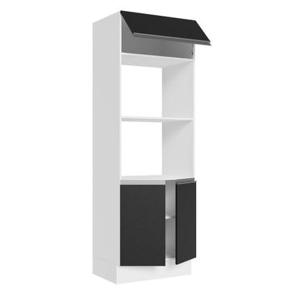 Imagem de Torre Quente Armário de Cozinha 100% MDF 70 cm para 2 Fornos Branco/Preto Acordes Madesa