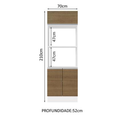 Imagem de Torre Quente Armário de Cozinha Para 2 Fornos 100% MDF Branco/Rustic Acordes Madesa