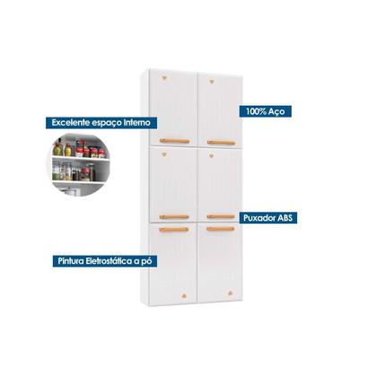 Imagem de Torre Quente de Cozinha Paneleiro Diamante Aço c/ 6 Portas 70cm Branco - Telasul