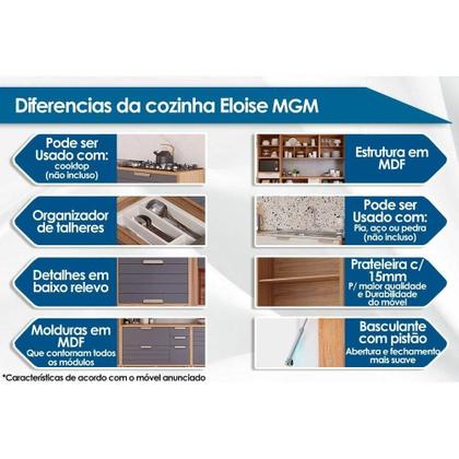 Imagem de Torre Quente de Cozinha Paneleiro Eloise c/ 2 Portas Basculantes Riscadas 1 Nicho p/ Forno e 2 Gavetas 70 cm Cinamomo/Titanium - MGM