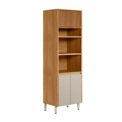 Torre Quente Dupla Com Porta Em Ripado 100% MDF Nature Off White