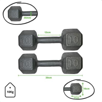 Imagem de Torre Suporte + Halteres Sextavado de Ferro Fundido - Pares de 1 a 10 Kg