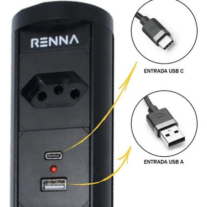 Imagem de Torre Tomada Automática Indução Wireless 1 T + 2 USB Preta