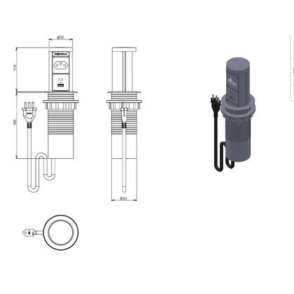 Imagem de Torre Tomada Automática Indução Wireless 1 T + 2 USB Preta