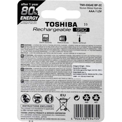 Imagem de Toshiba Recarregável AAA 950mAh 1.2v - Cart. c/2 un