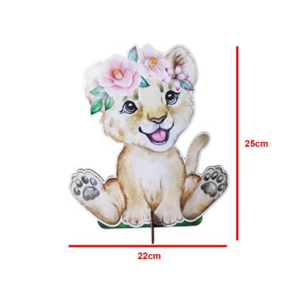Imagem de Totem de Mesa Safari Leão 25cm Displays Aniversário Mdf Adesivado