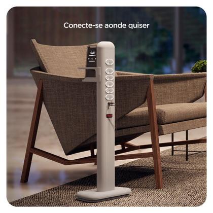 Imagem de Totem Elétrico Easy Plug Octoo, Com 6 Tomadas + 01 USB e 01 USB-C, Ice Silver Com Suporte Para Smartphones - 10025