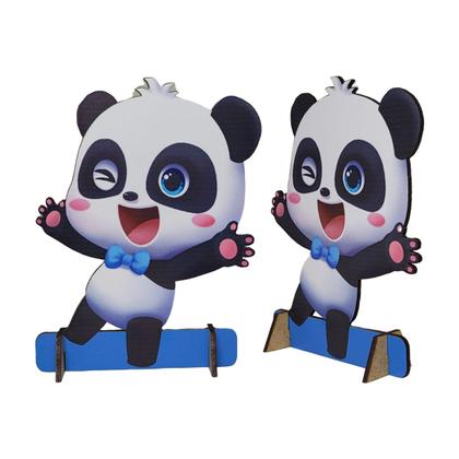 Imagem de Totens de Mesa Decoração Pandinhas Baby Kit com 4 Displays Mdf Adesivado